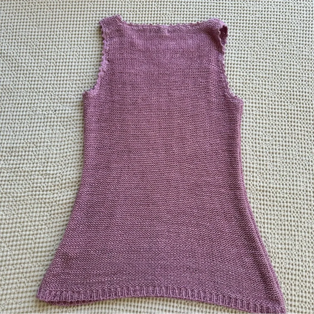Vintage 90s Style ML Classics Purple Knit Tank Top, Y2K Boho Sweater Top - Picture 4 of 8